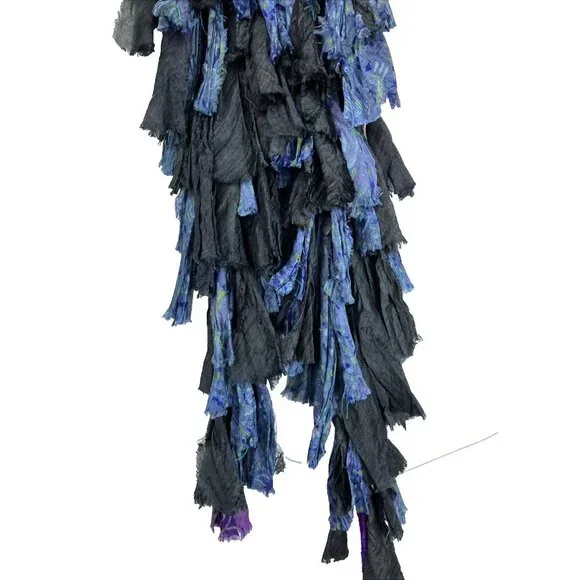 Chan Luu 2 Way Choker Shreds Scarf Boho Long Velvet Blue Purple Black - Picture 2 of 2